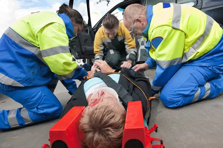 Woman receiving medical assistance