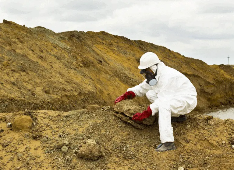 Man in hazmat suit