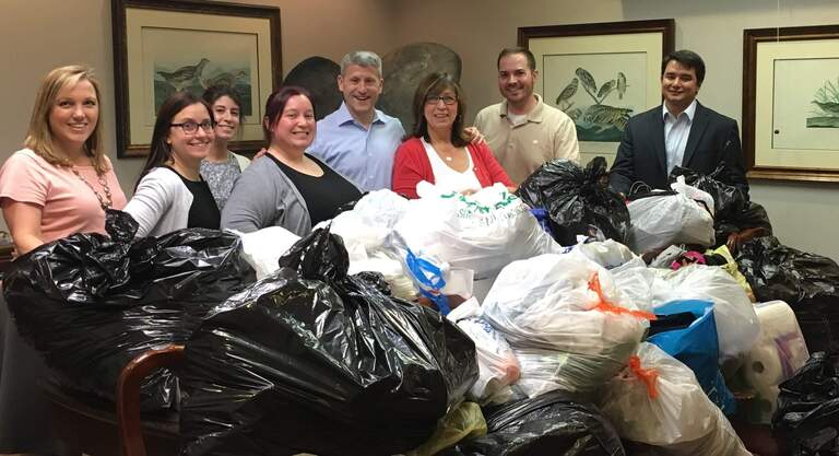 Group photo showing donations in Baton Rouge floods