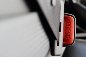 closeup of a seat belt in a car