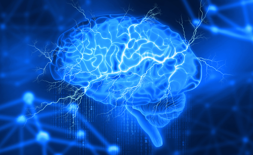 3d illustration of human brain with electrical activity